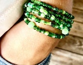 Wrap Bracelet Stacking, Bead, Green, Necklace, Anklet, Seed bead, Czech Glass, Layered Bracelets, Stacking, Boho, BeachBlack Friday sale