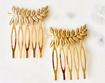 Gold Fern Leaf Hair Comb: Wedding Hair Accessory