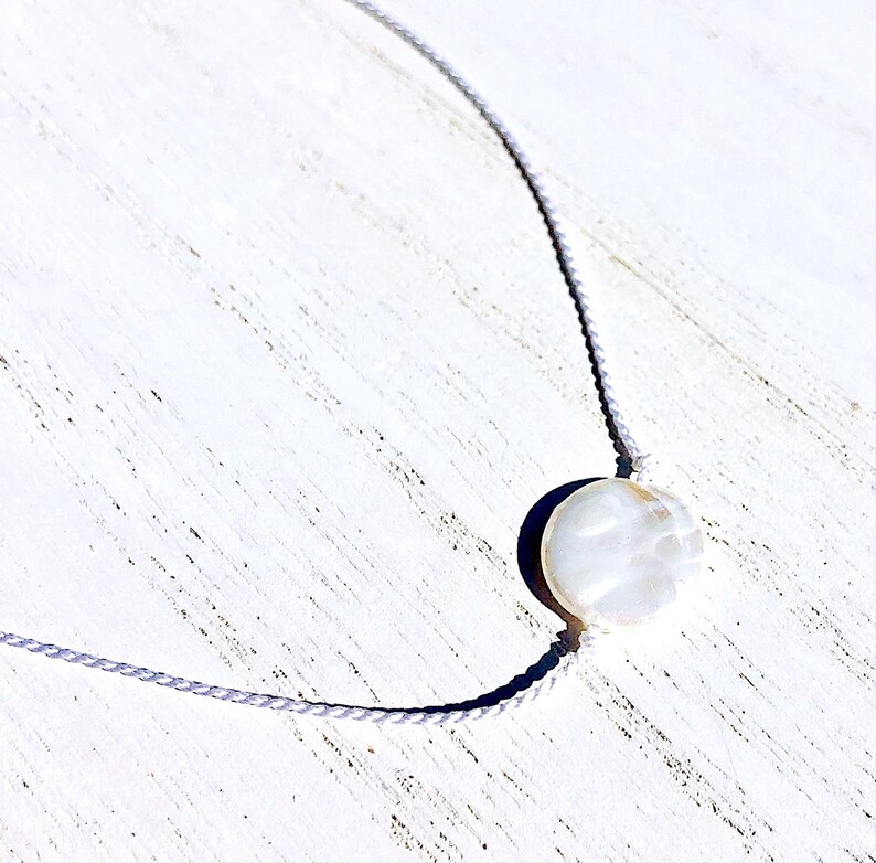 Pearl Necklace Silk Cord Mother of Pearl Coin Pearls Etsy