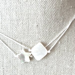 Mother of Pearl Necklace: Sterling Silver Clasp, Silk Cord Choker