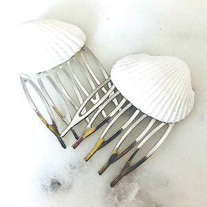 Seashell Hair Comb Set: Silver Coastal Wedding Hair Accessory