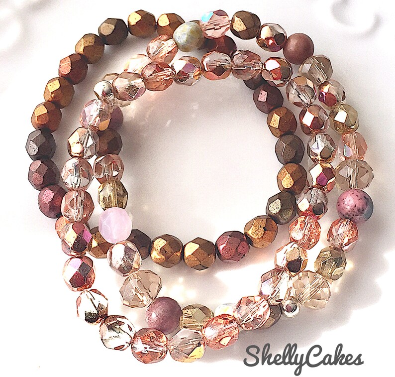 Rose Gold Bracelet Stacking Bead Pink Rose Gold Bead Etsy