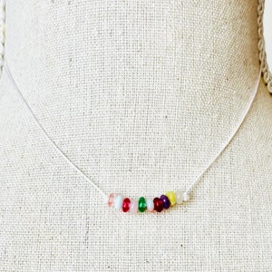 Gemstone Silk Cord Necklace: Sterling Silver Clasp, Handmade