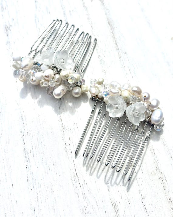 Special Occasion Hair Accessory: White/Silver with Pearls Amazon.com : Jeairts Flower Wedding Hair Clip Silver Pearl  main image 4