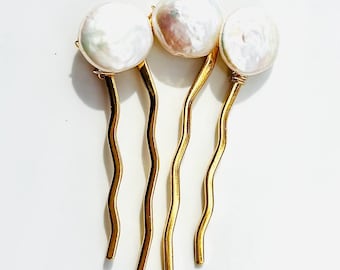 Złoty barokowy grzebień do włosów z perłami: elegancki dodatek do włosów ślubnych, mały