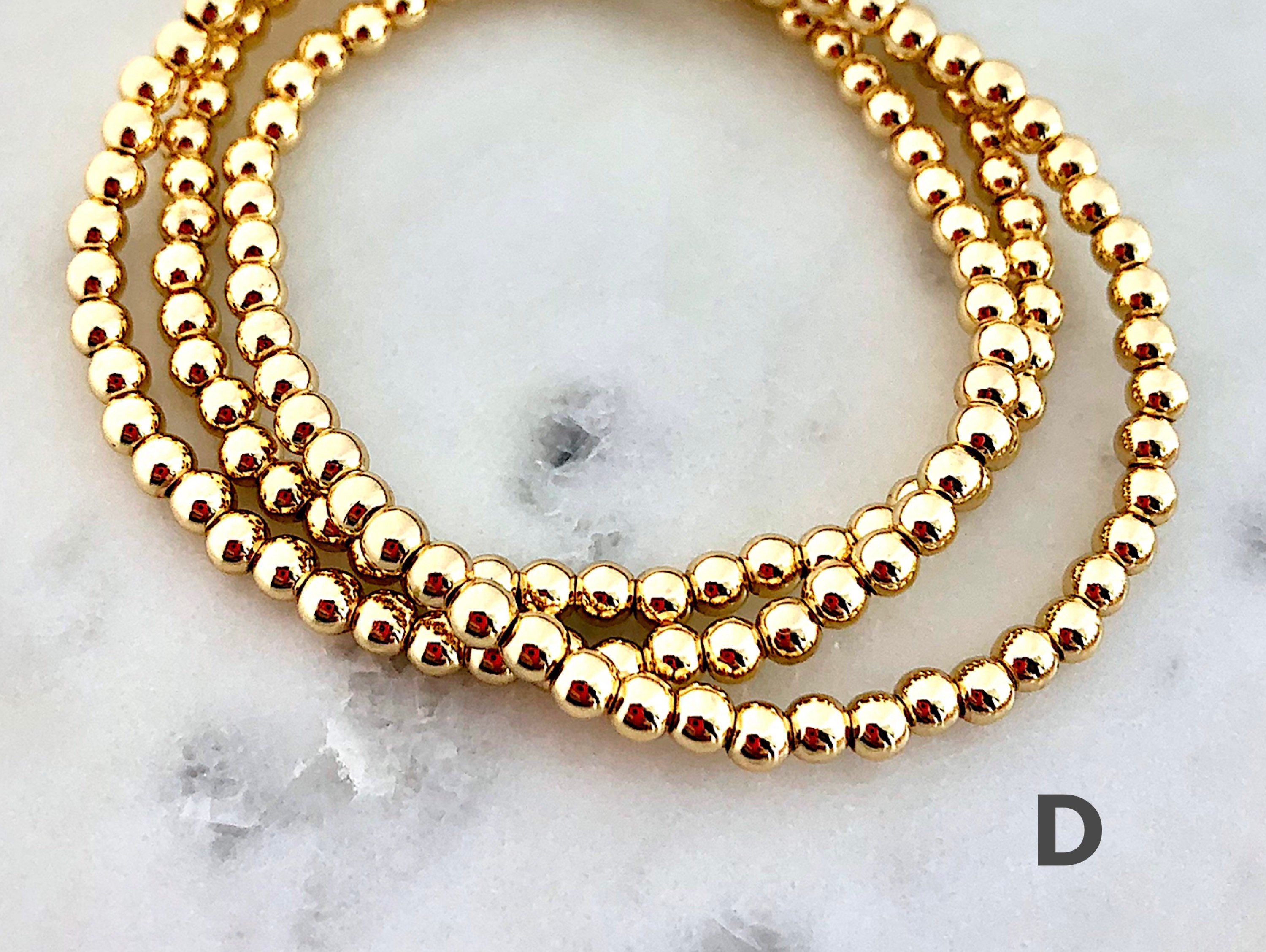 Gold Bead Bracelets Stacking Bracelet Brass Bead Set - Etsy