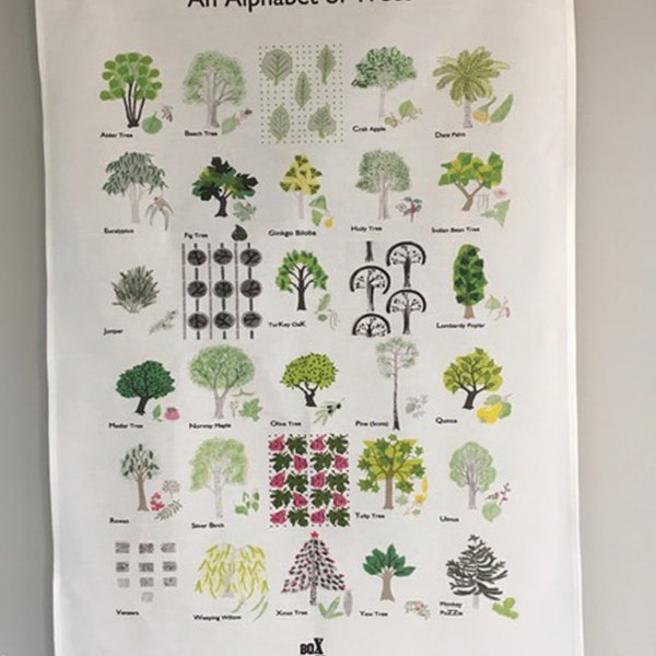 Alphabet of Trees Tea Towel