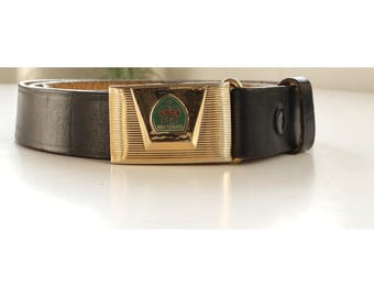 Boy Scouts Hickok Cowhide Black Leather Belt with Gold Crown bukle  Size 36