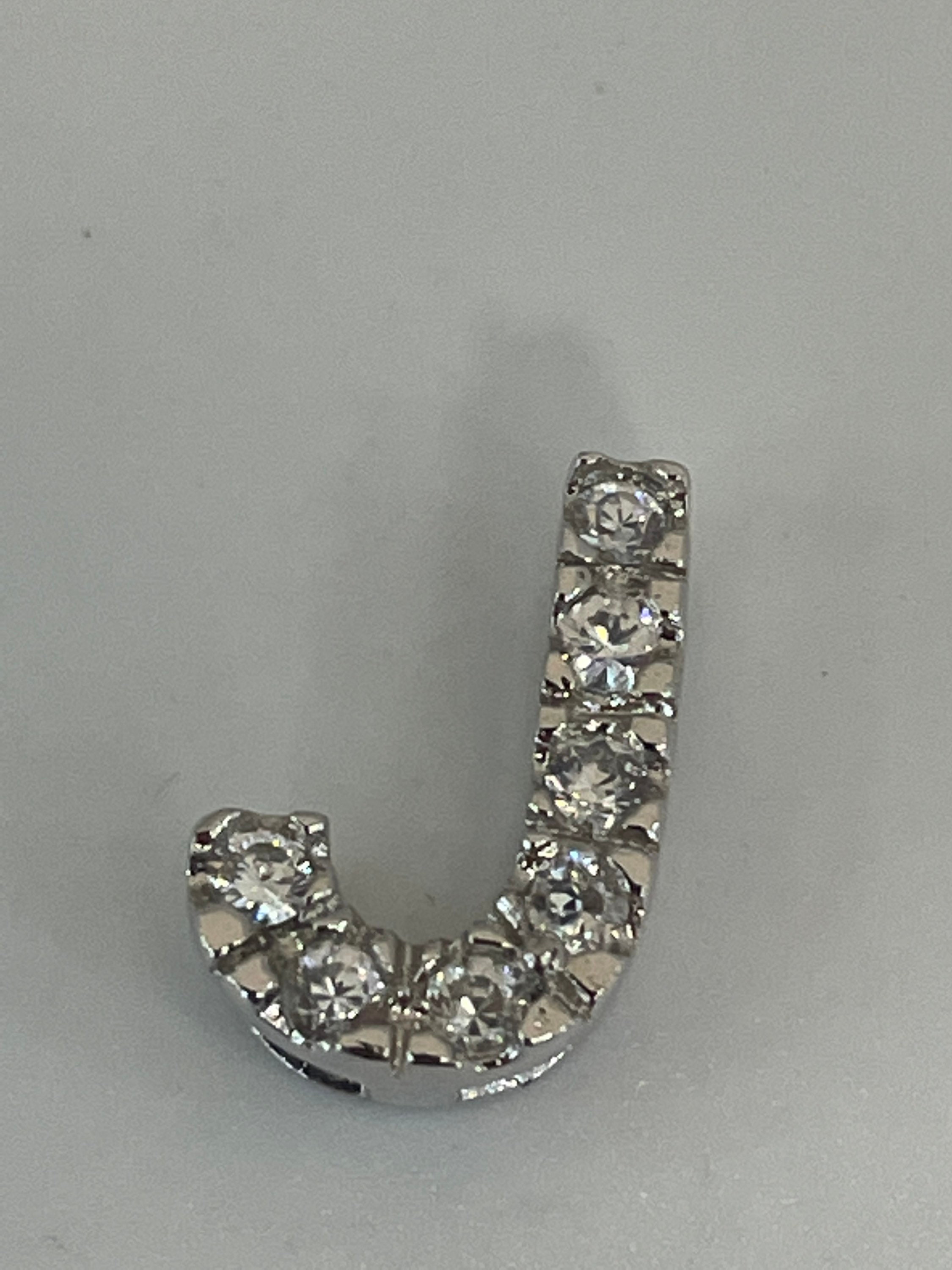 Sterling Silver Letter J Initial pendant Necklace with Cubic Etsy