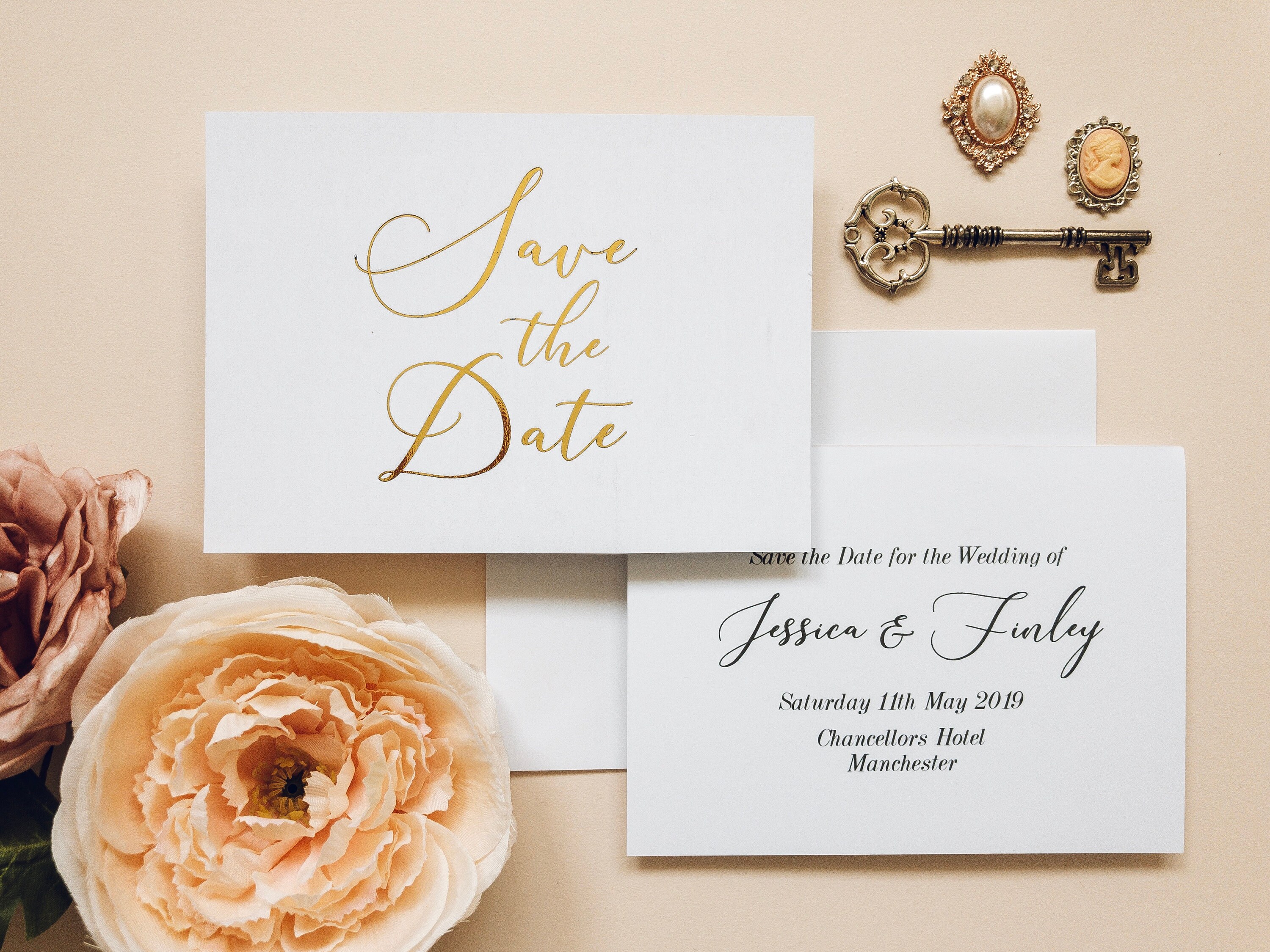 Elsie Gold Foil Save the Dates A6 Save the Date Postcard Etsy