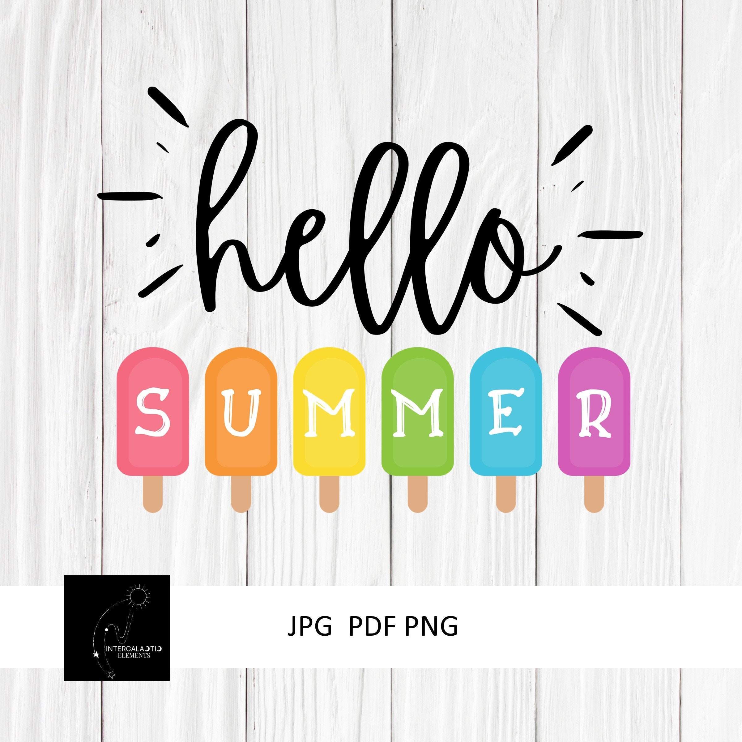 Hello Summer-JPG PNG Descarga digital instantánea en PDF | Etsy