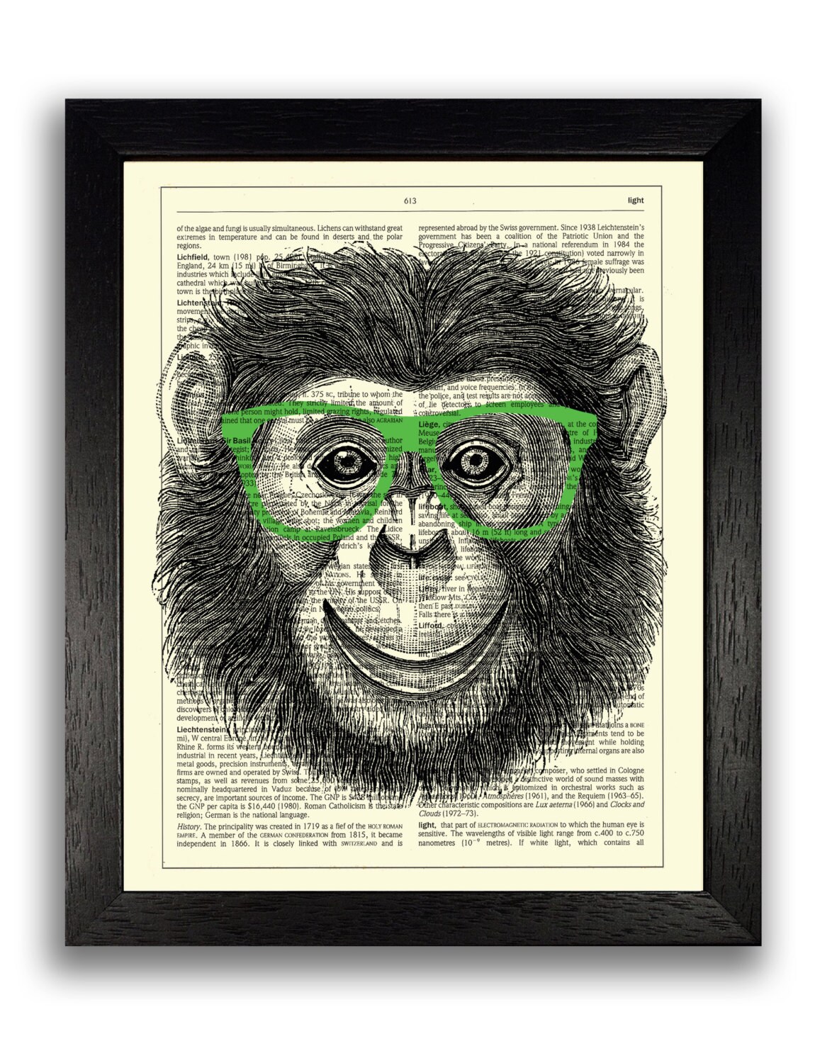 Cheeky Monkey in Green Glasses Wall Art Monkey Print Funny Etsy