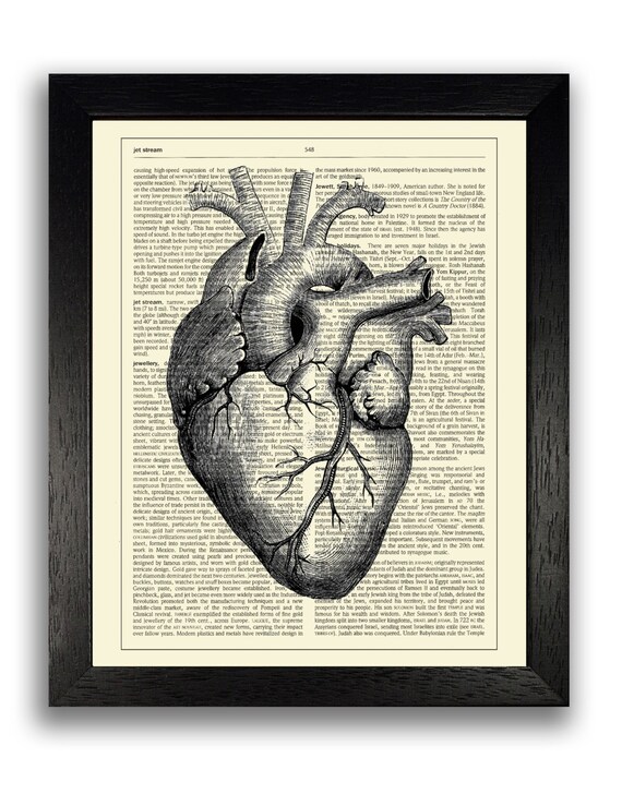 8 X 10 Art Print Czarne Serce Ilustracji Anatomiczny Rysunek Serca Plakat Prezent Rocznica Plakat Gotycki Druku Home Office ścienne Gift Art