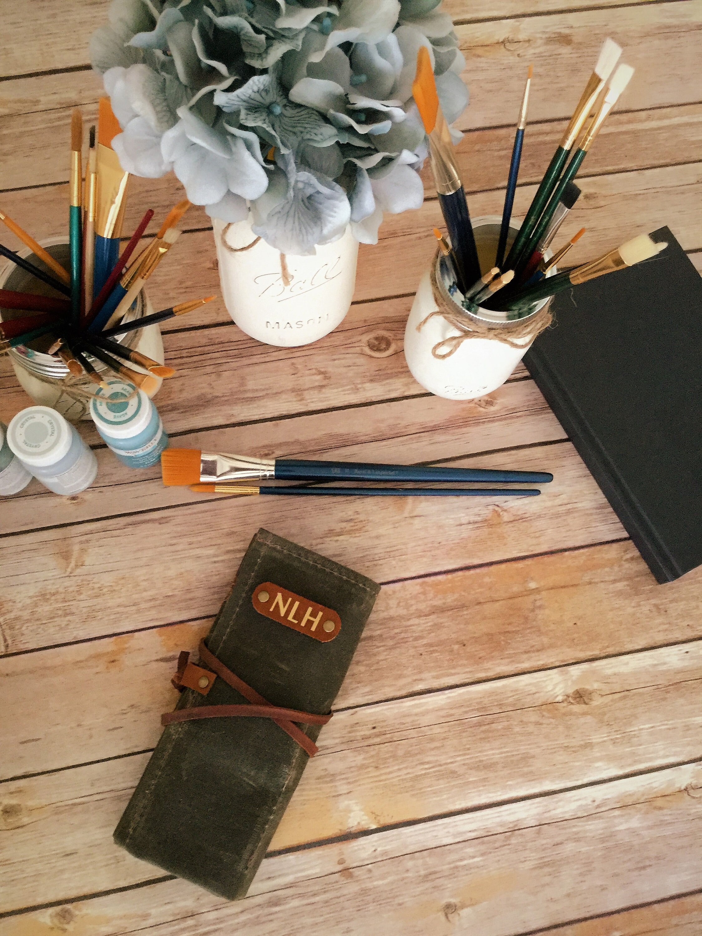 Waxed canvas personalized Pencil Roll, pencil case, Pencil Roll Up Case