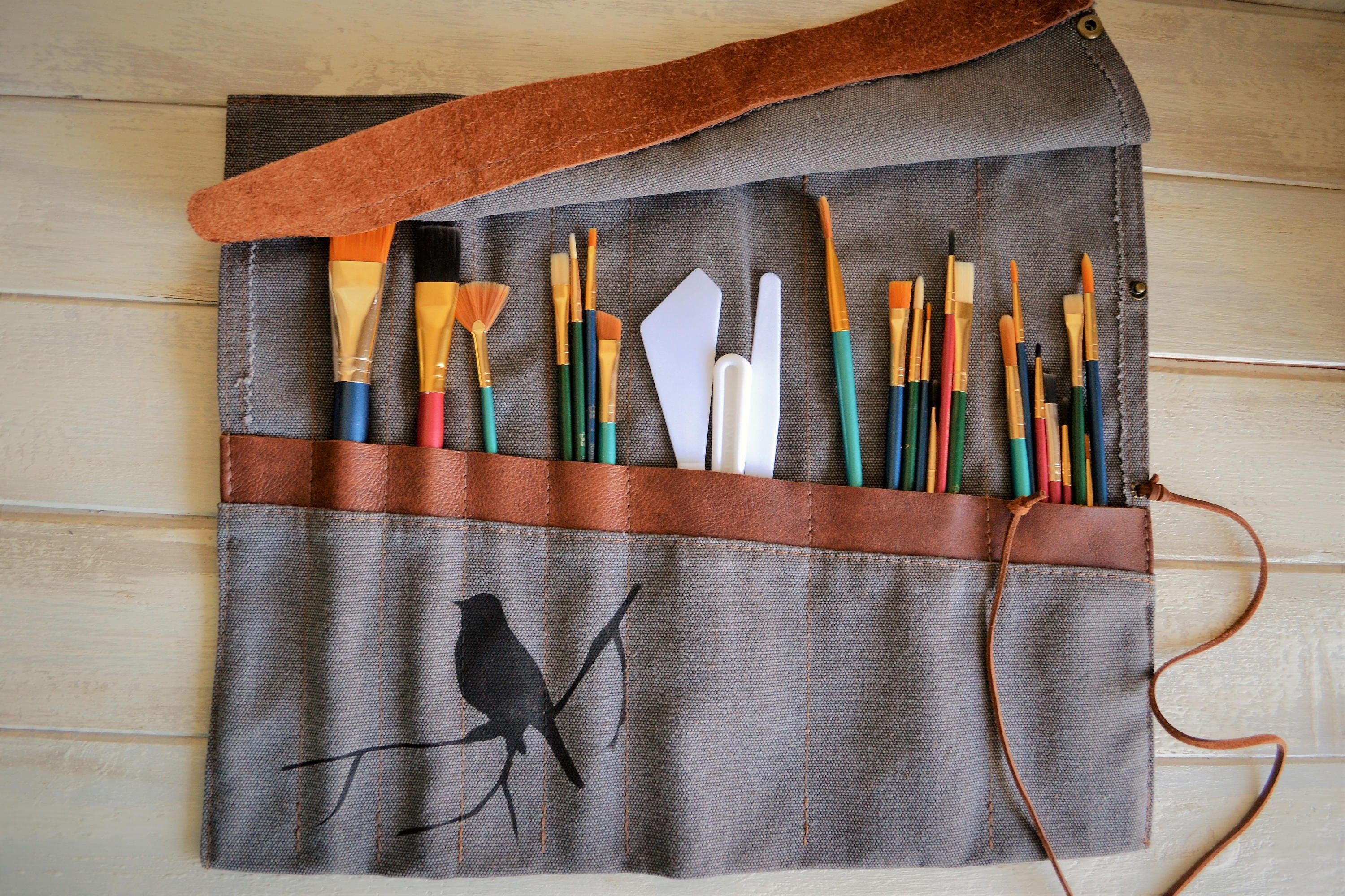 Leather Paintbrush Holder 