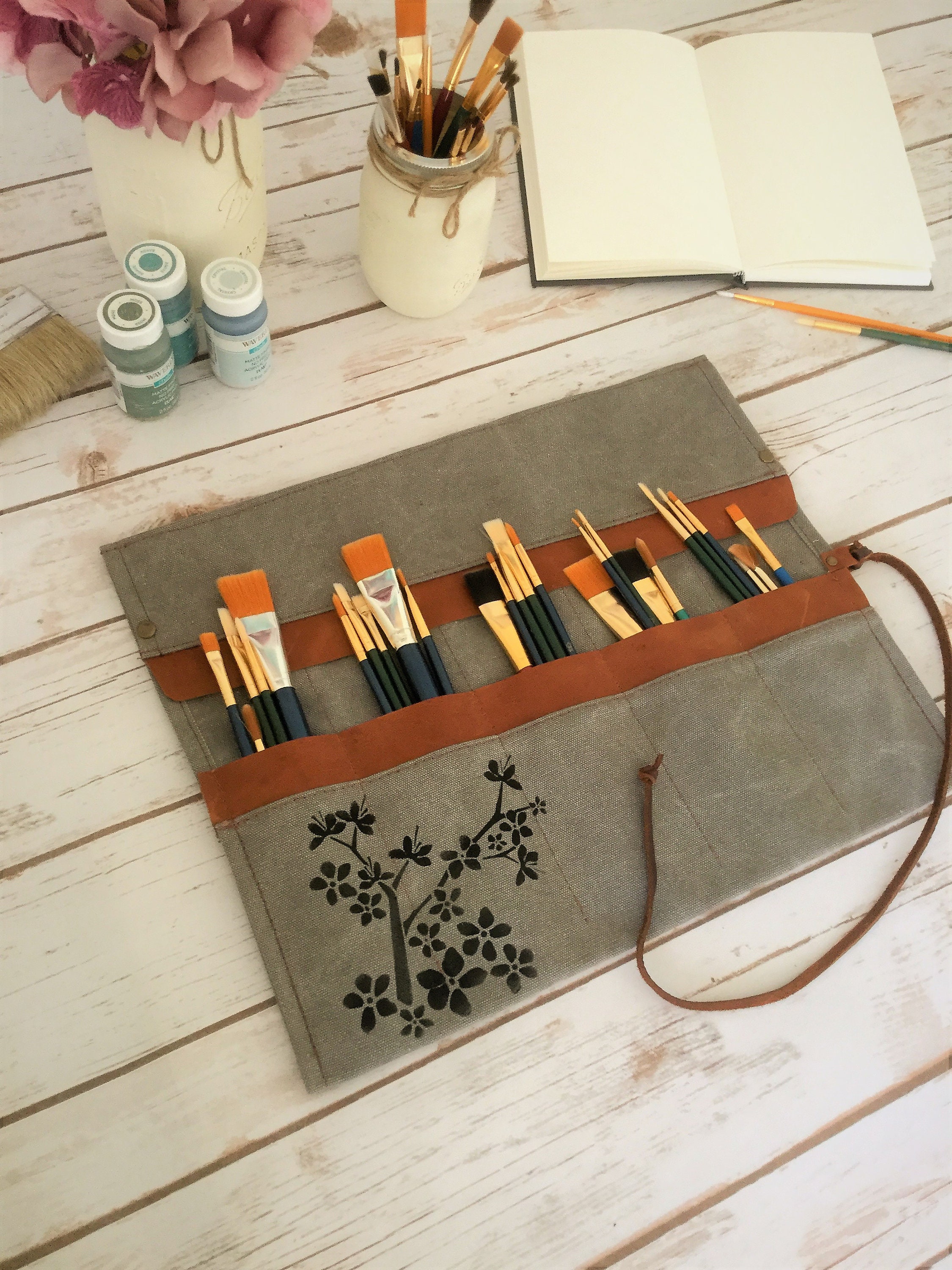 Paint Brush Roll, Artist Roll, Paint Brush Organizer, Artist pouch