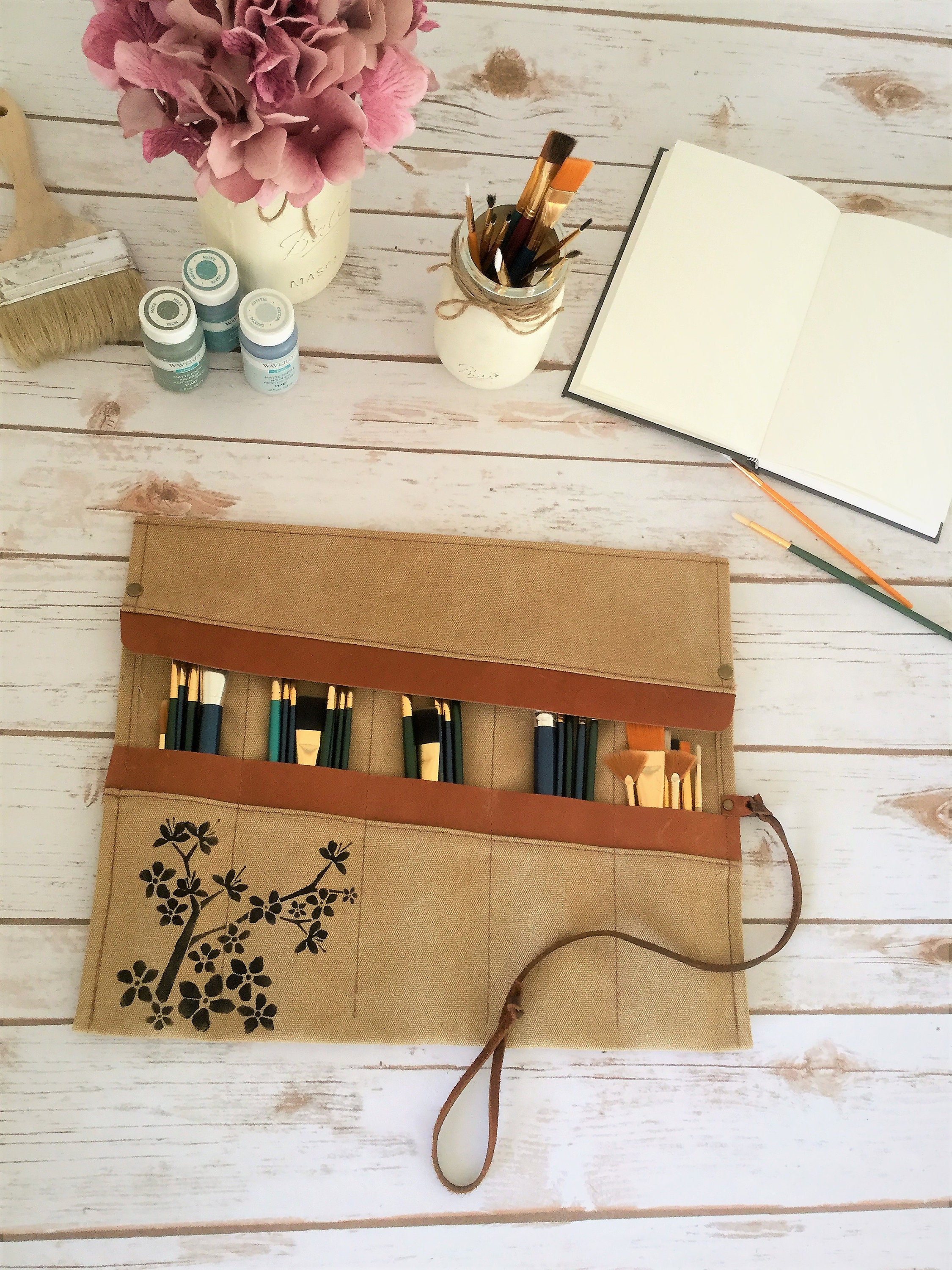 Paint Brush Roll, Artist Roll, Paint Brush Organizer, Artist pouch