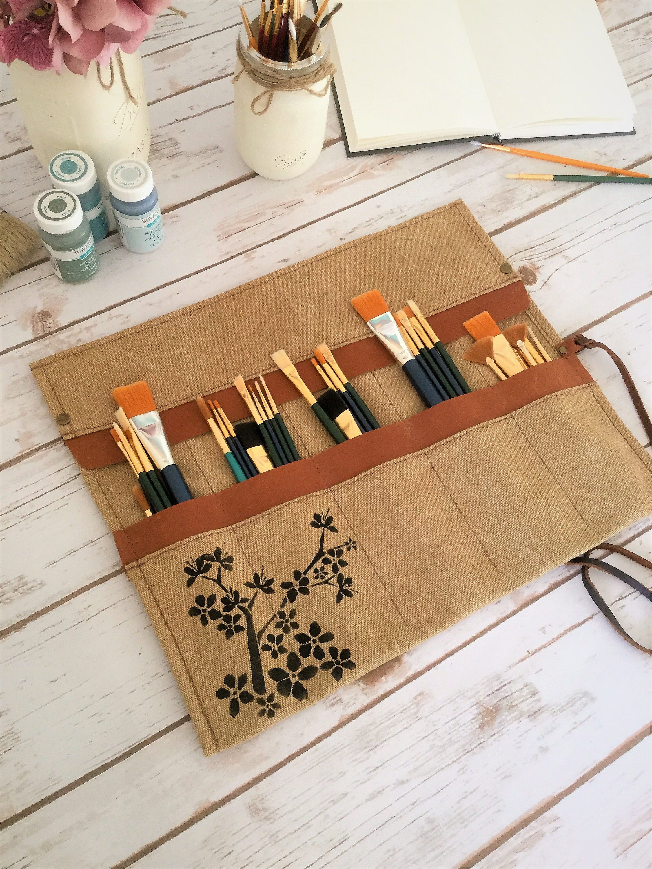 Paint Brush Roll, Artist Roll, Paint Brush Organizer, Artist pouch