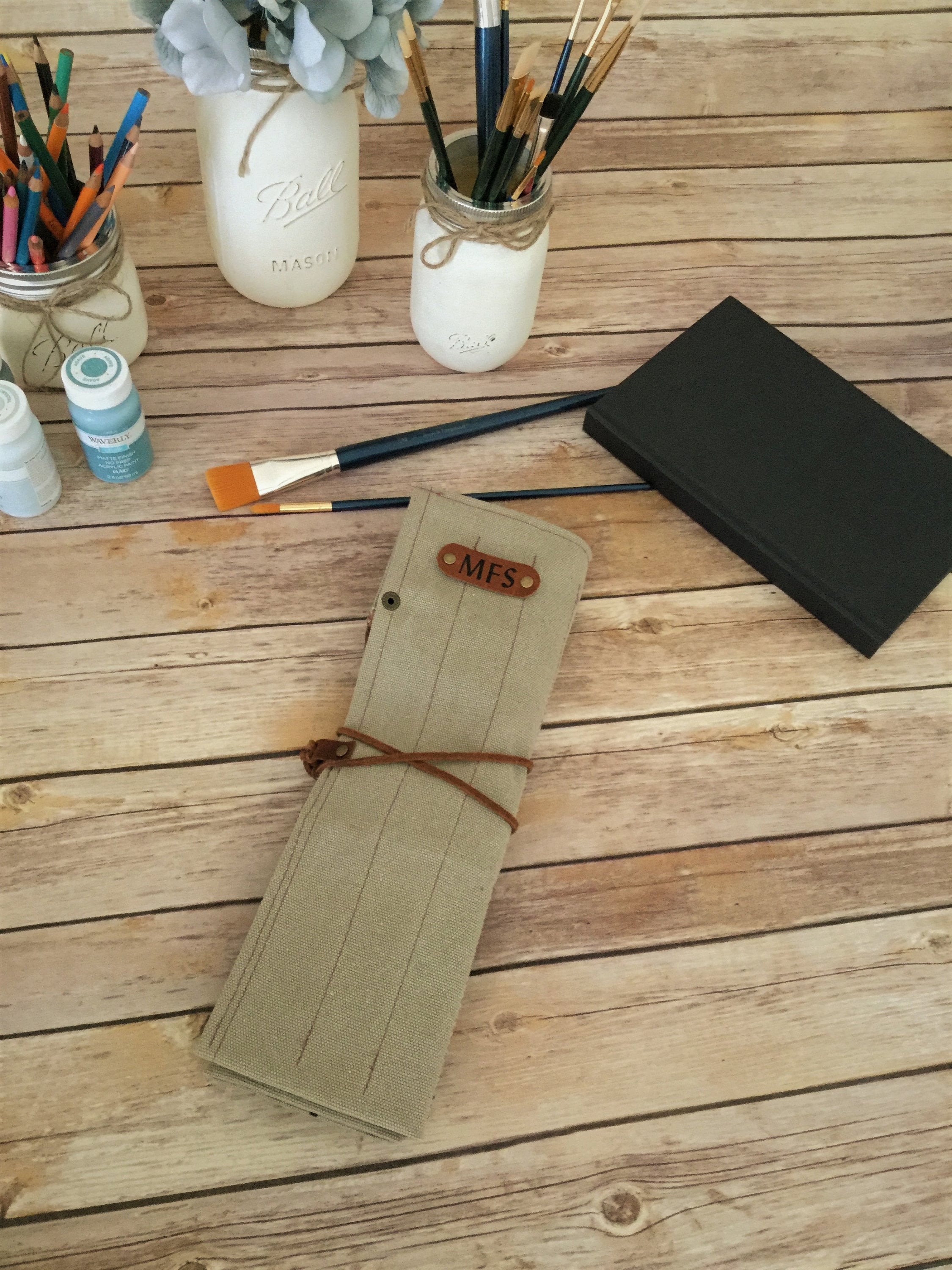 Paint Brush Roll, Artist Roll, Paint Brush Organizer, Artist pouch