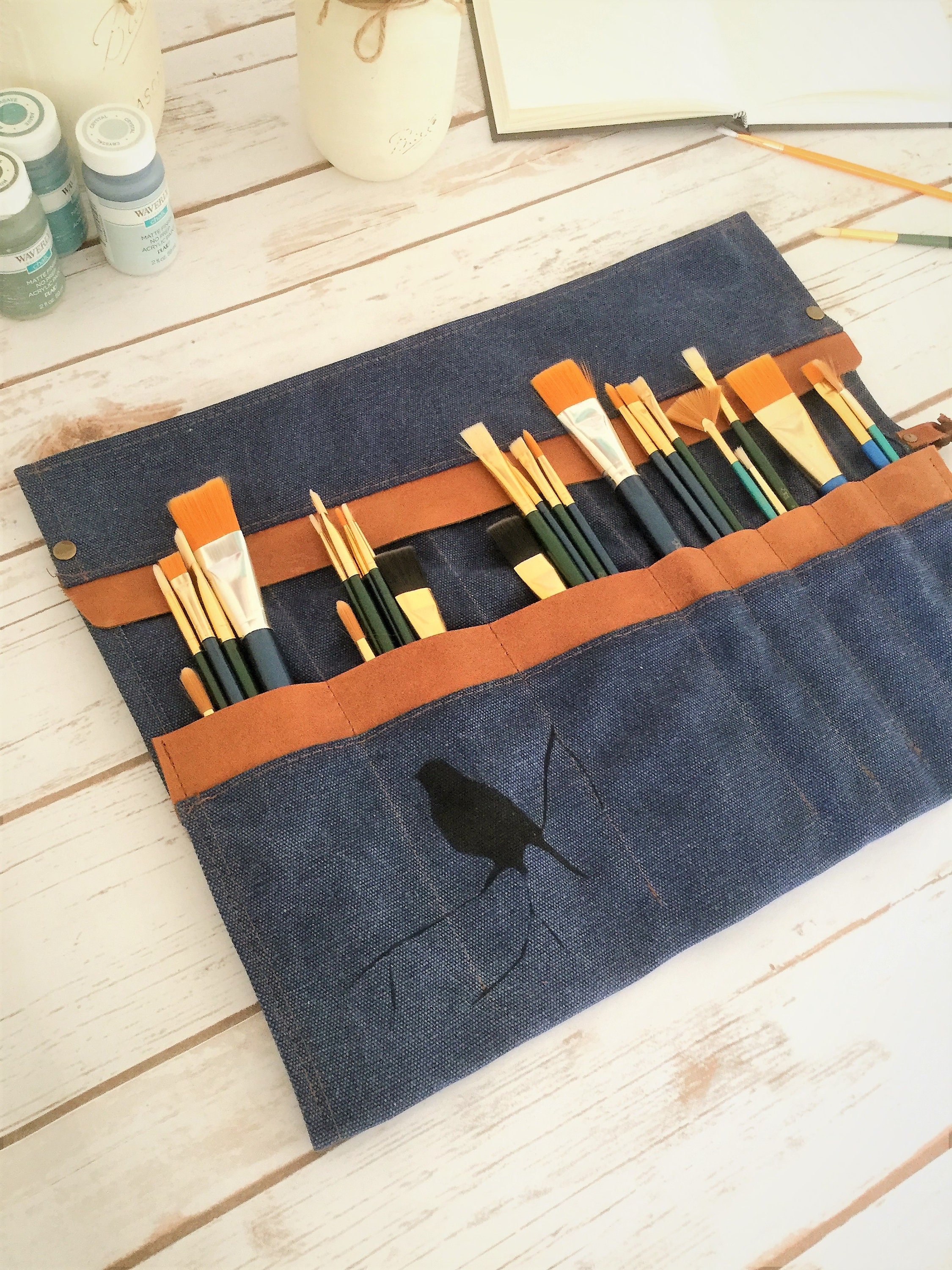 Paint Brush Roll, Artist Roll, Paint Brush Organizer, Artist pouch, Paint Brush Holder, Painters