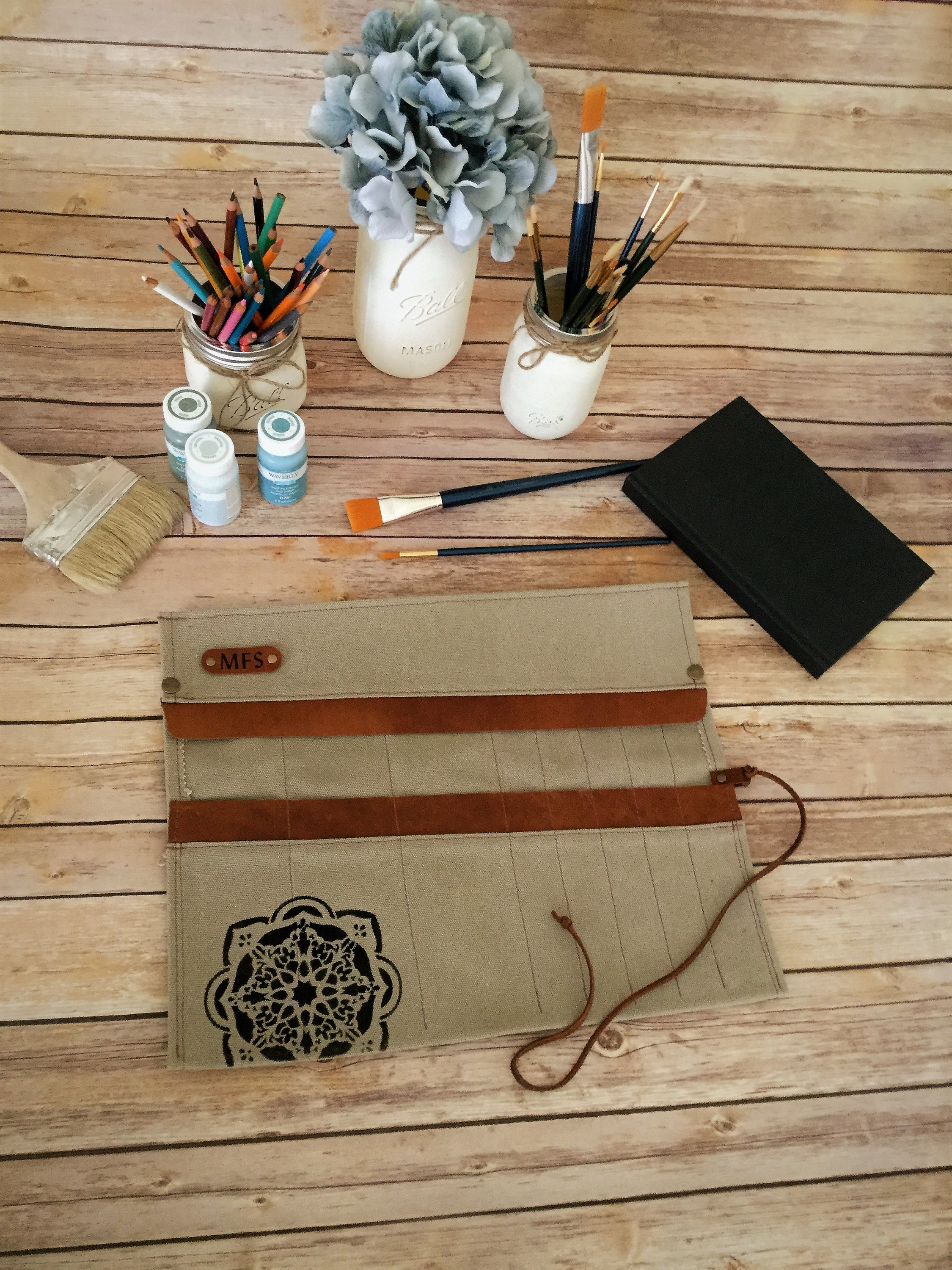 Paint Brush Roll, Artist Roll, Paint Brush Organizer, Artist pouch