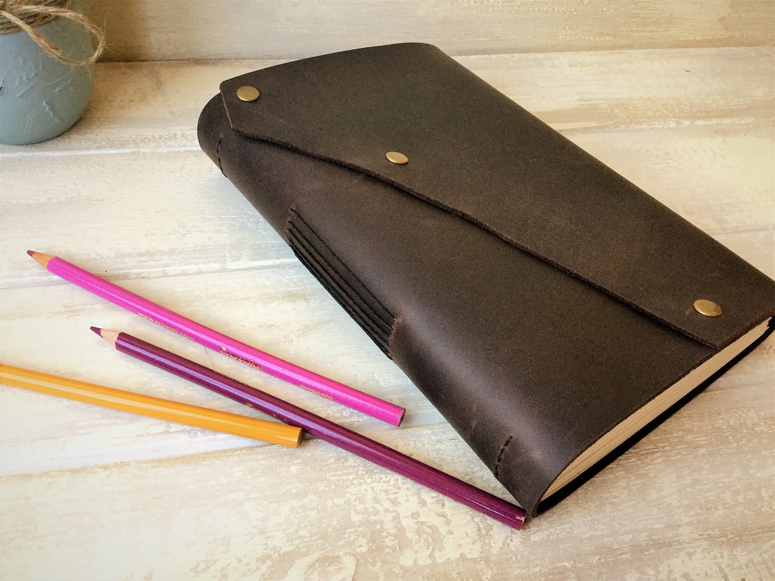 Large blank leather bound journal, portfolio, sketchbook, notebook