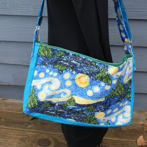 Starry Night Artist Purse, cross body bag, laptop bag, book bag, diaper bag , pockets and magnetic closure, adjustable