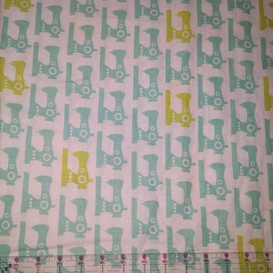 Sewing machines fabric blue and green cotton quilting