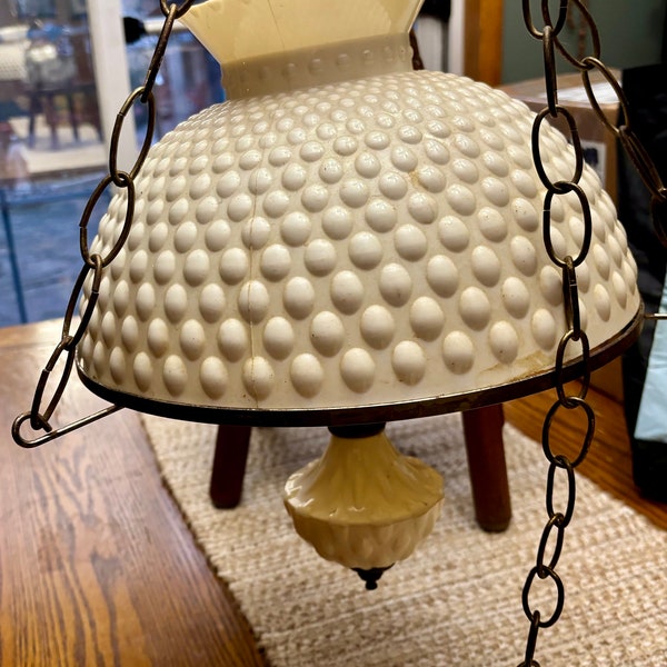 Vintage Plastic Hobnail Hanging Light with Chain Replacement Parts Antique Hobnail Lighting