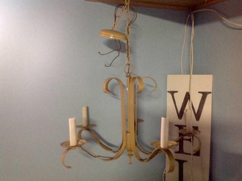 Vintage Mustard Yellow Metal Hanging Chandelier Diy Etsy