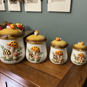 1980s Sears Mushroom Canisters - Etsy