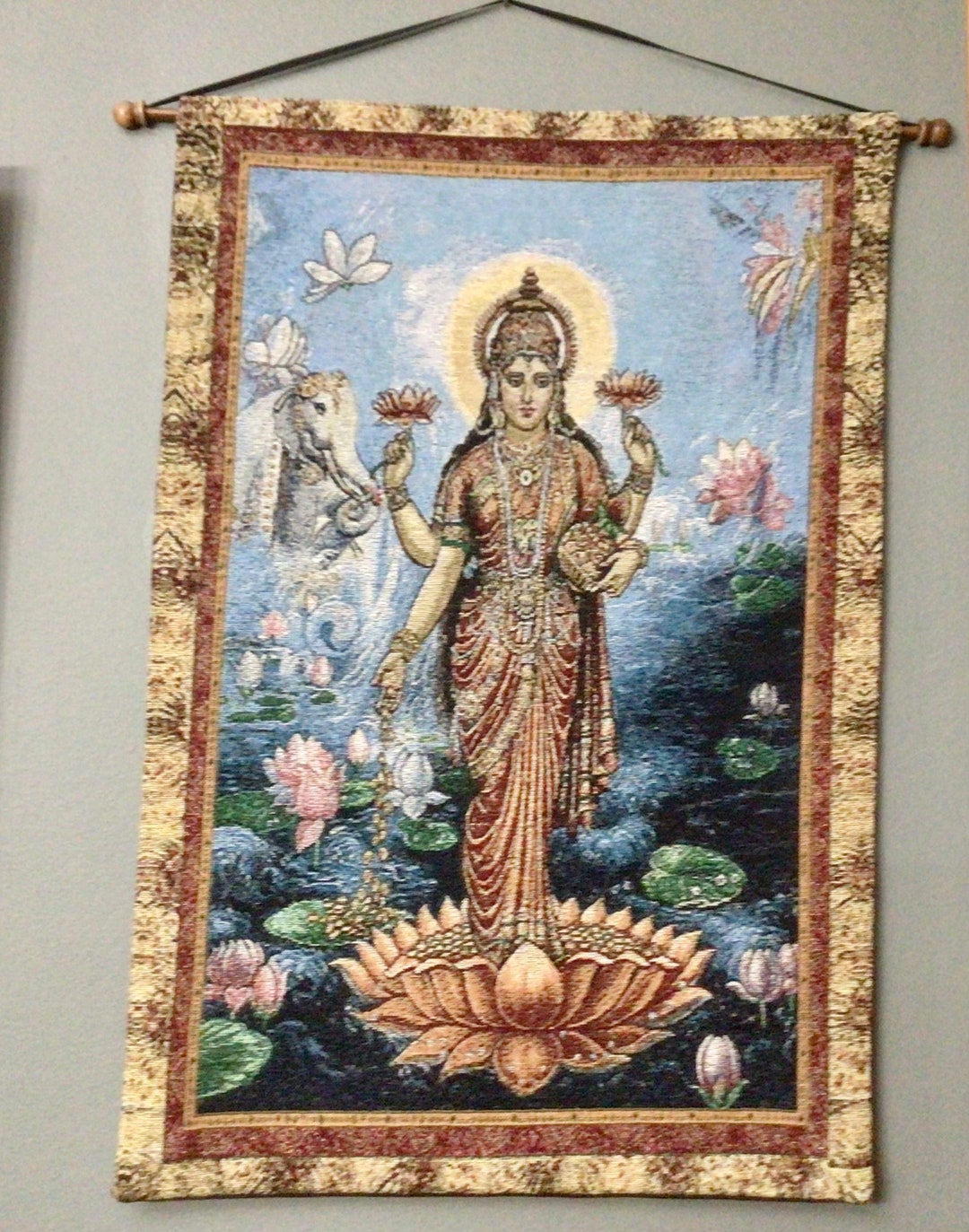 Lakshmi Tapestry Curtain Goddess Laxmi Lakshmi Tapestry Lakshmi Tapestry Hindu