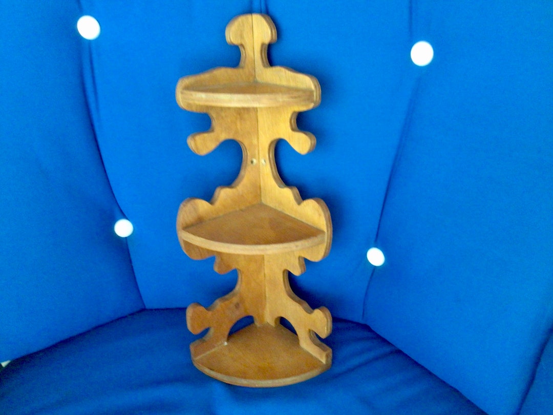 Vintage Small Wooden Corner Shelf Knick Knack Shelving Etsy
