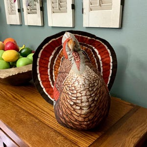 Vintage Large Stuffed Turkey Thanksgiving Table Decor