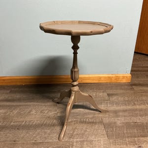 Vintage Tall Pedestal Accent Table Shabby Chic Decorative Decor