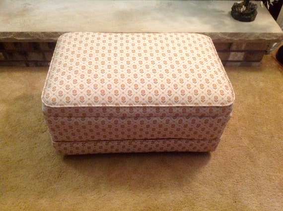 Vintage Rectangle Ottoman Footrest Cream Beige Burnt Orange Etsy