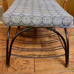 Vintage Black Wrought Iron Metal MCM Footstool Footrest Bench Stool image 3