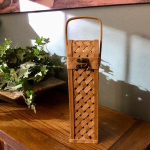 Vintage Tall Free Standing Wicker Boho Wine Holder Wine Lover Gift