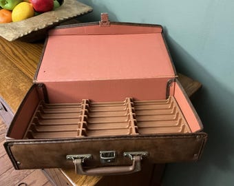 Vintage Faux Brown Leather Cassette Case Service Mfg Co Made in the USA