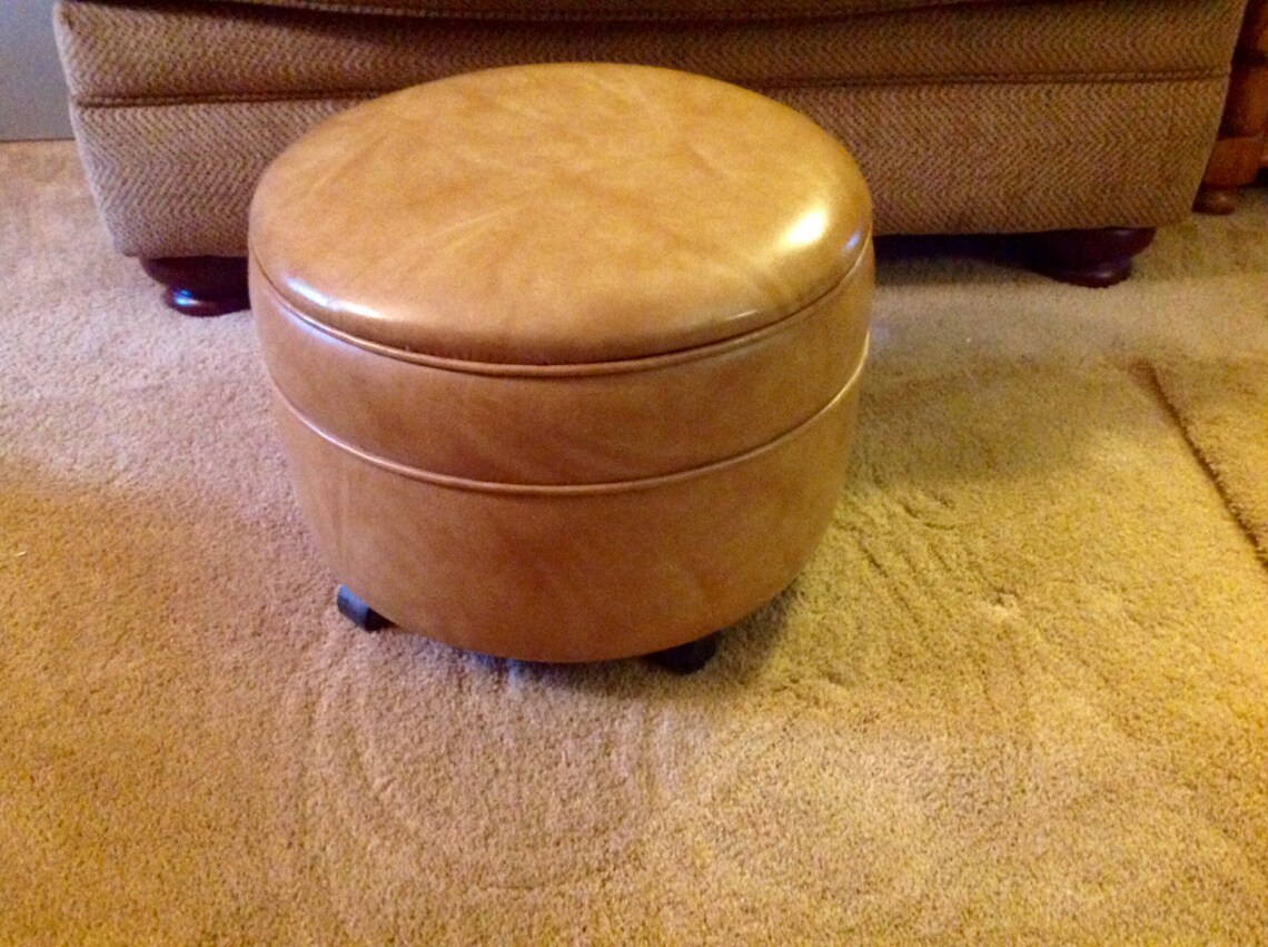 Mustard Stool Hassock Storage Caster Wheels Ottoman Living Etsy