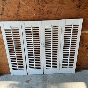 Vintage Lot of Heavy Composite Wood Look White Shutters Window Wedding Country Wall Decor