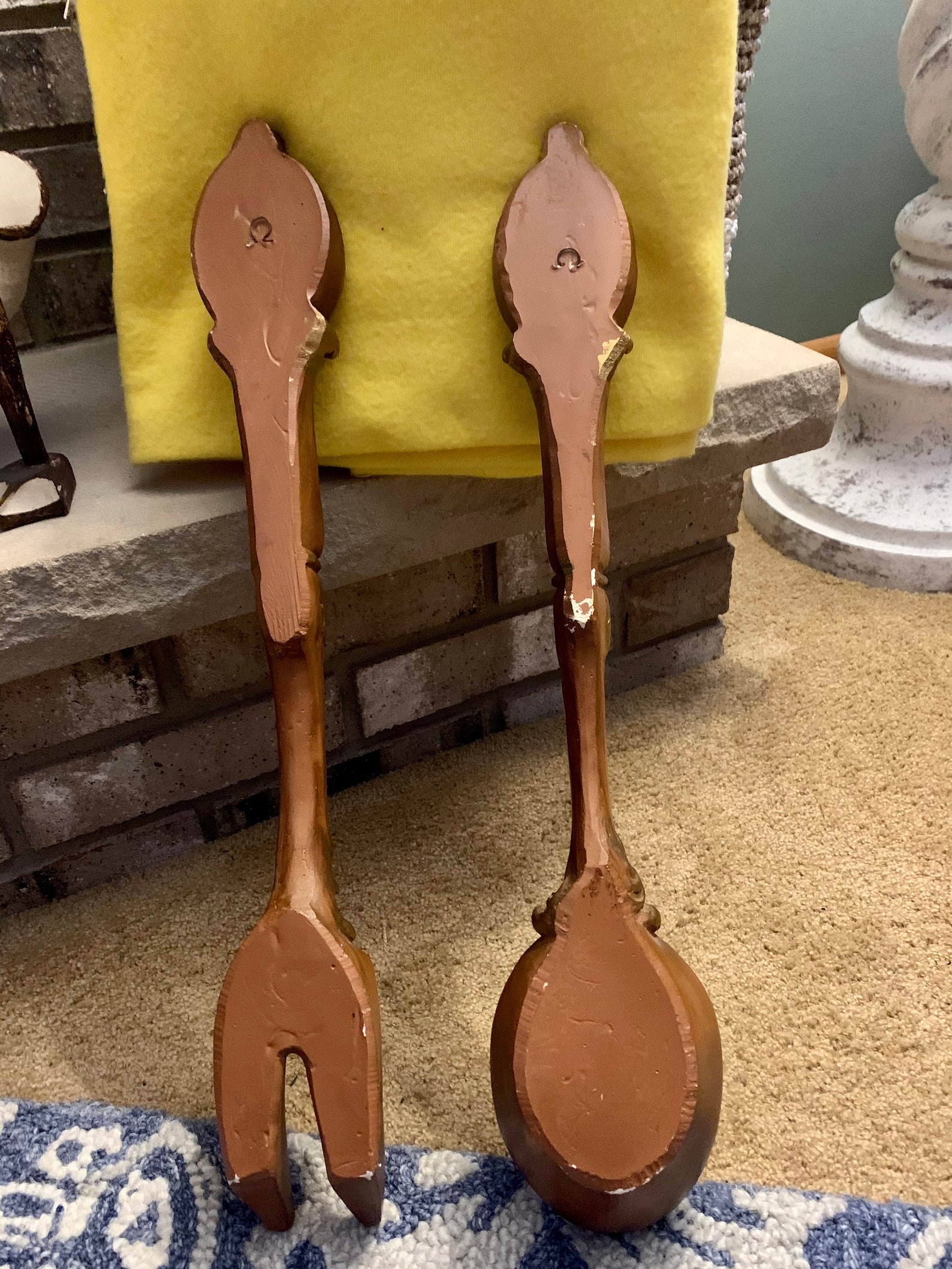 Vintage Gold Ceramic Fork and Spoon Set Kitchen Wall Hanging | Etsy
