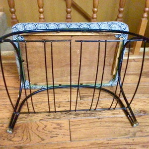 Vintage Black Wrought Iron Metal MCM Footstool Footrest Bench Stool image 9