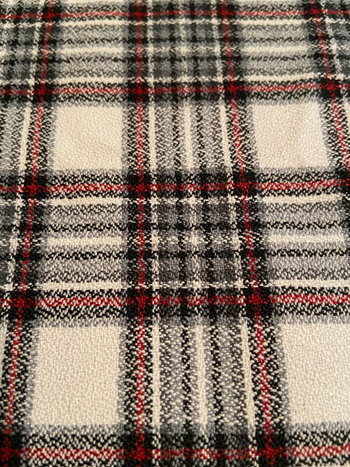 2 Yards Plaid Fabric 60 Wide Grays Red Black and White Etsy