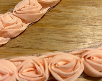 1 Yard Peach Color Flowers 1" x 1" Total of 30 Individual Flowers in 1 Yard