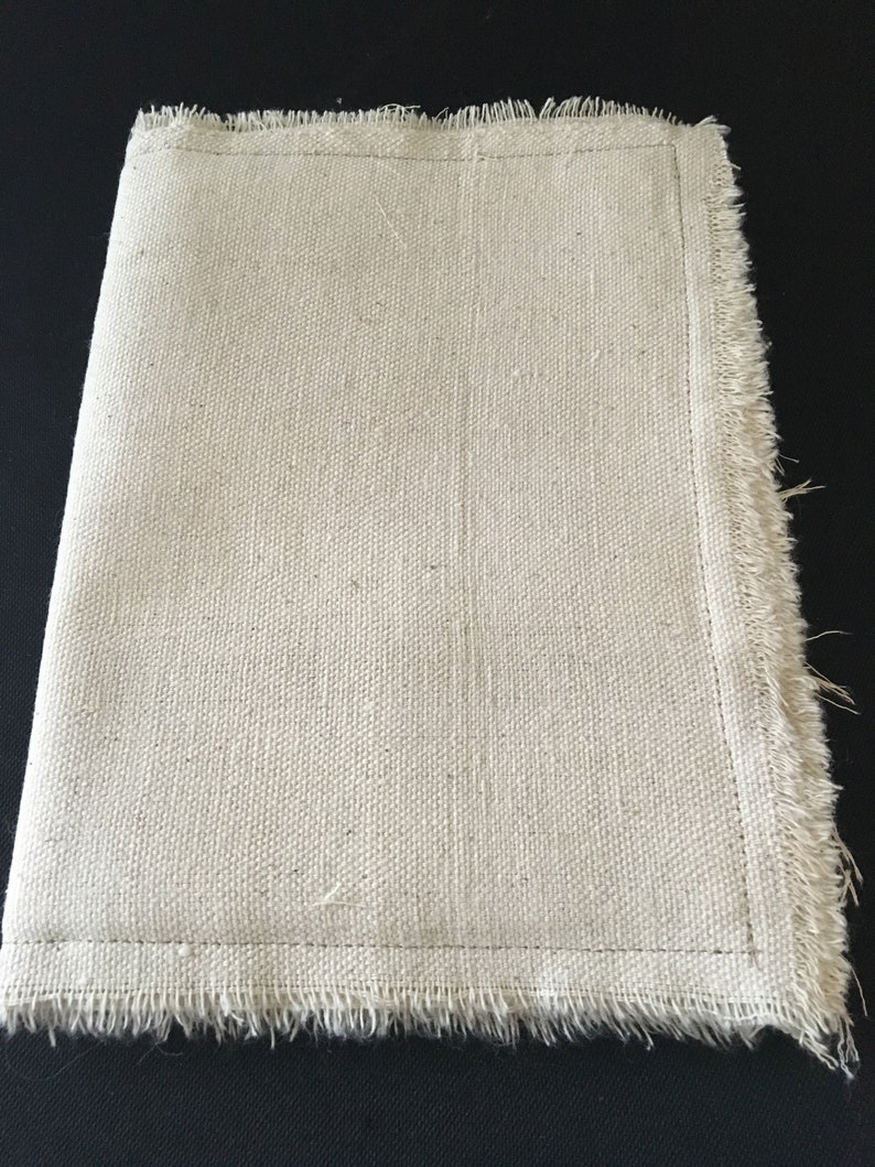 Canvas Cloth 9 by 6 Blank Fabric Journal 16 Sides to Embellish Cover is Padded All Hand Torn /& Includes Embellished Pocket and Panel Page