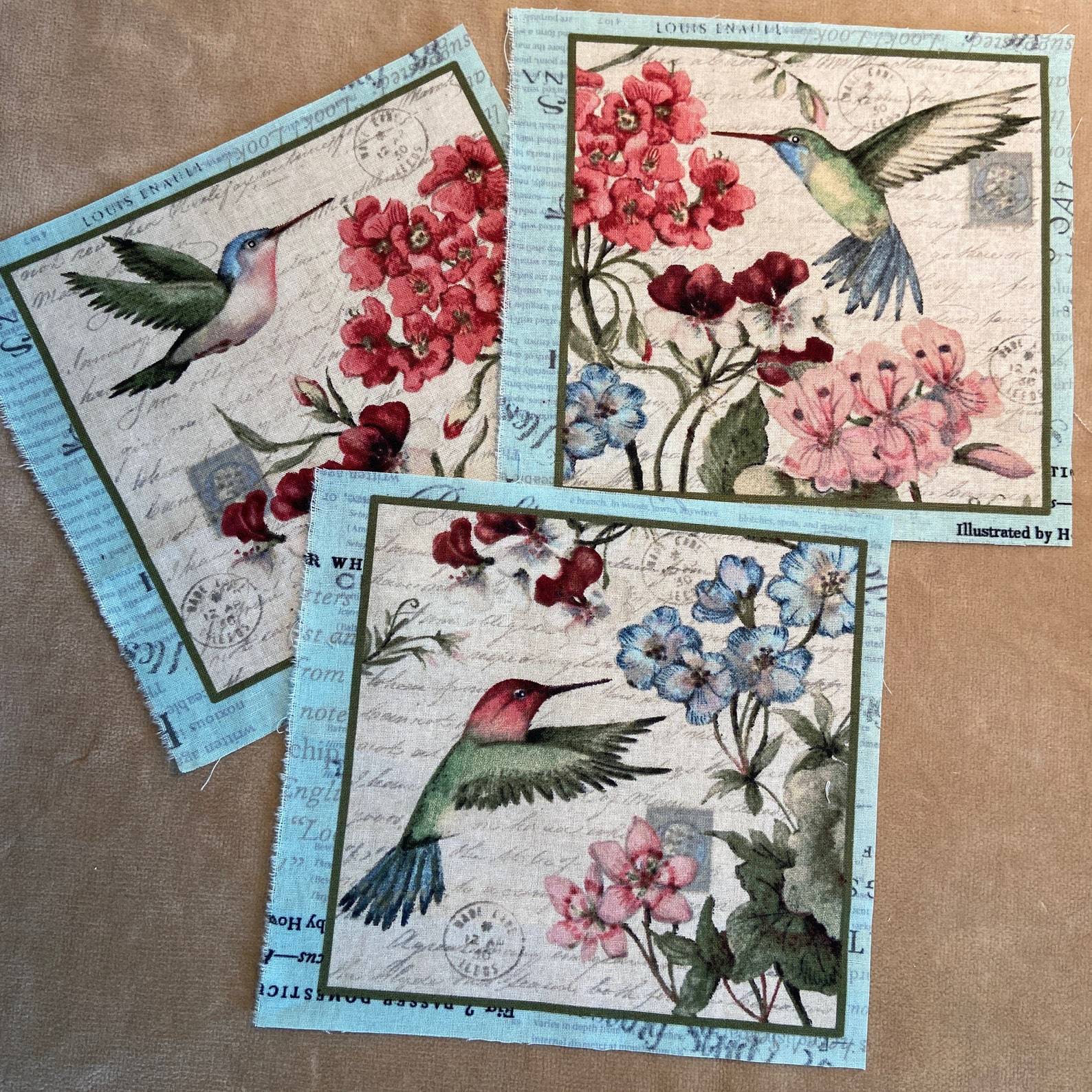 Hummingbird Panels 100 Cotton Fabric Square Panels 6x Etsy