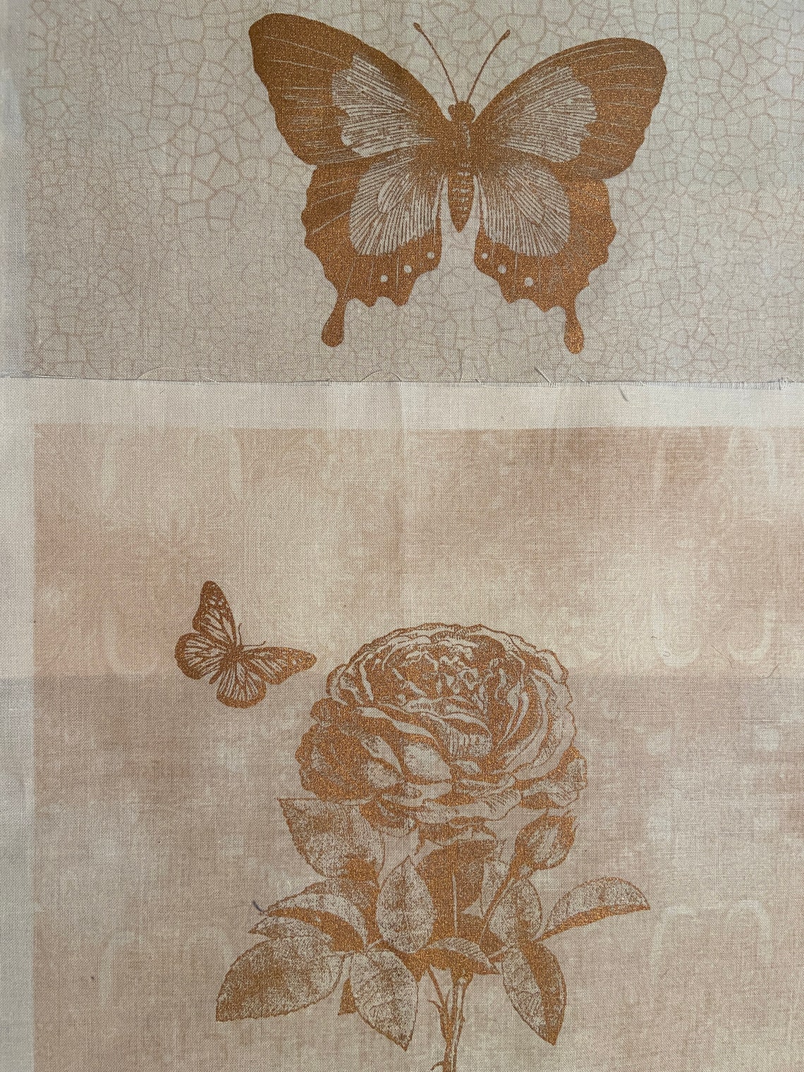 Two Cotton Fabric Panels Squares 11x 11 Gold / Etsy