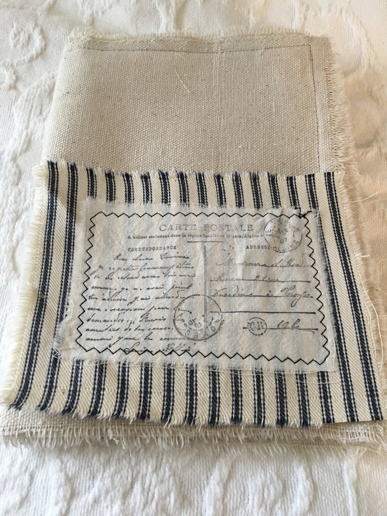 Canvas Cloth 9 by 6 Blank Fabric Journal 16 Sides to Embellish Cover is Padded All Hand Torn /& Includes Embellished Pocket and Panel Page