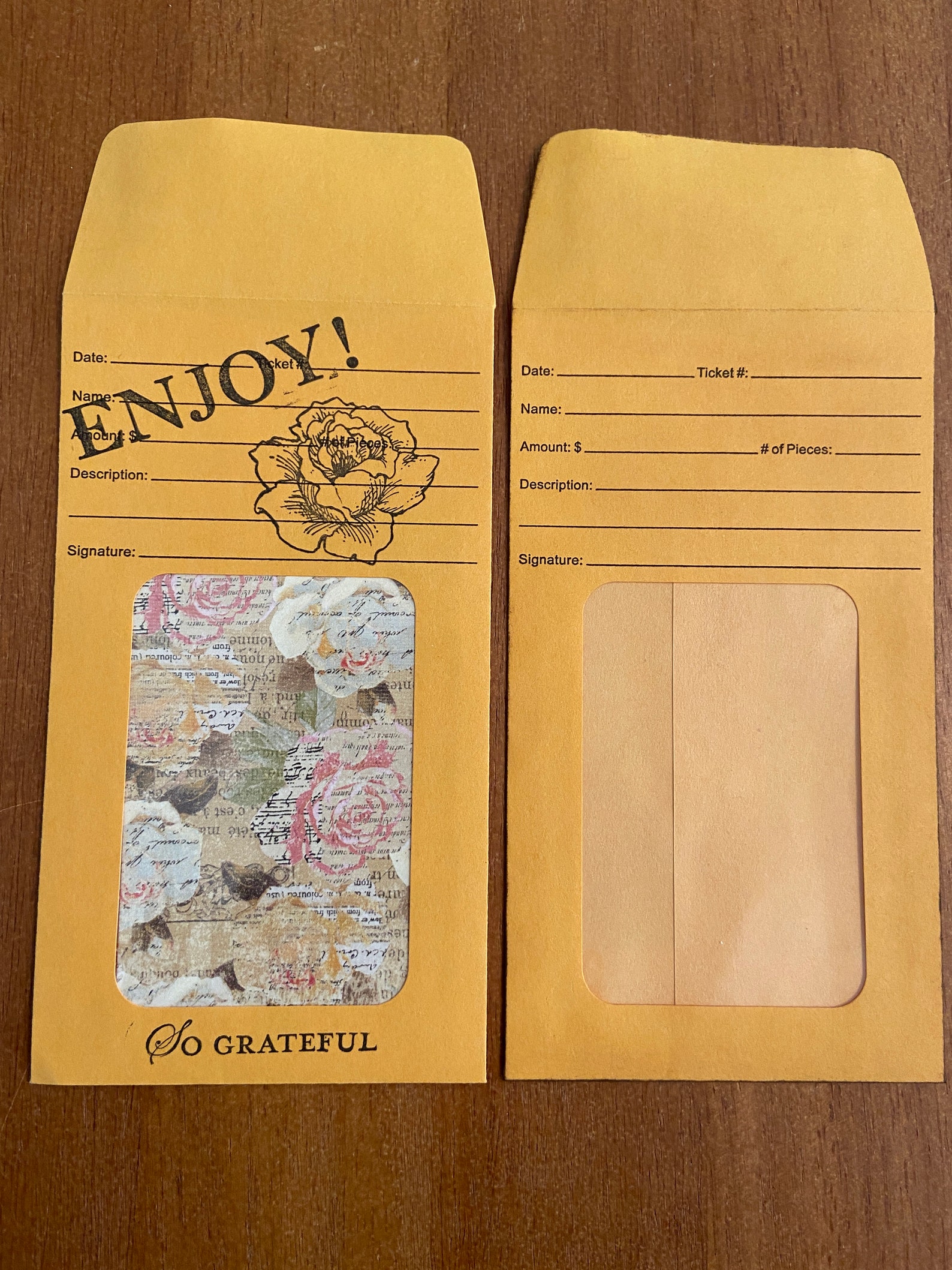 5 Journal Coin Envelopes Embellished Pockets with Note Card Etsy